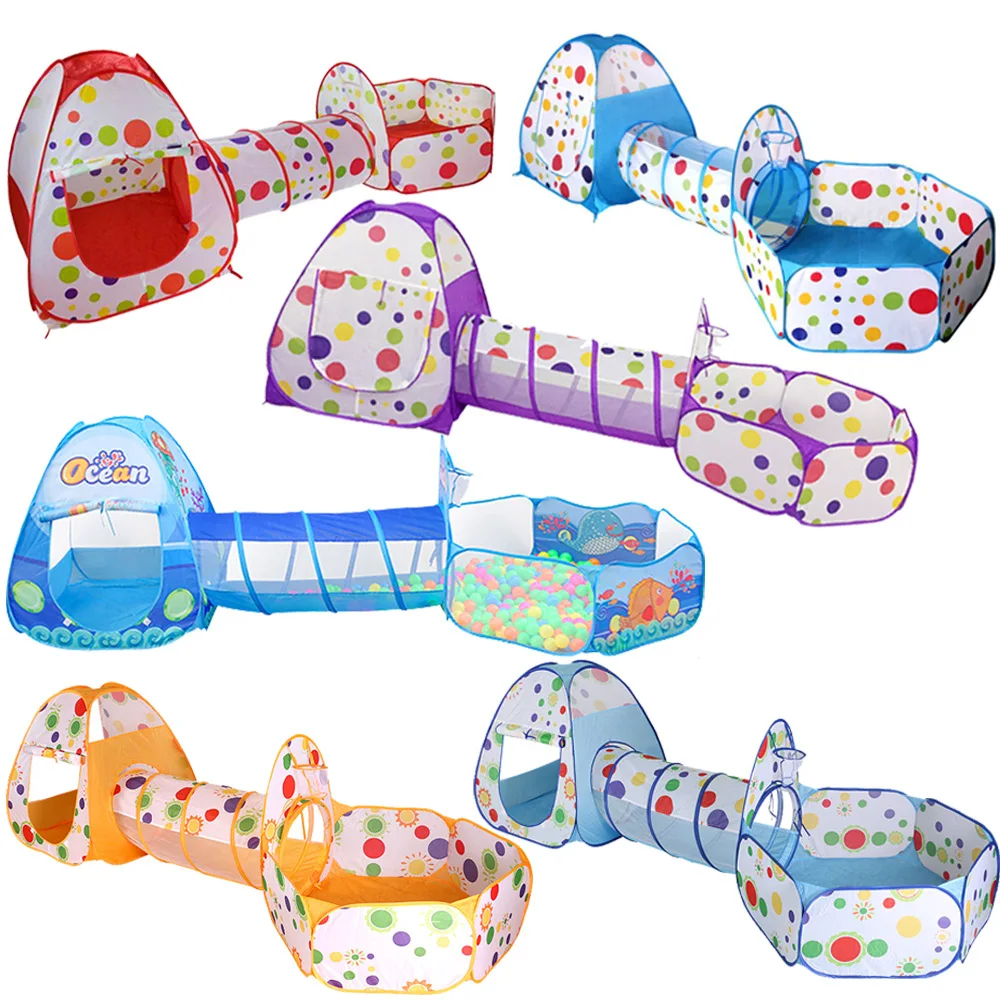 3 In 1 Children Ball Pool Baby Ballon Playpen Portable Kids Tent Ball Pit Crawling Tunnel Kid Playground Yard Room Pool Gift 4