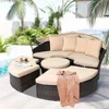 Patio Furniture Outdoor Round Daybed with Retractable Canopy Wicker Rattan Separated Seating Sectional Sofa for Patio Lawn 1