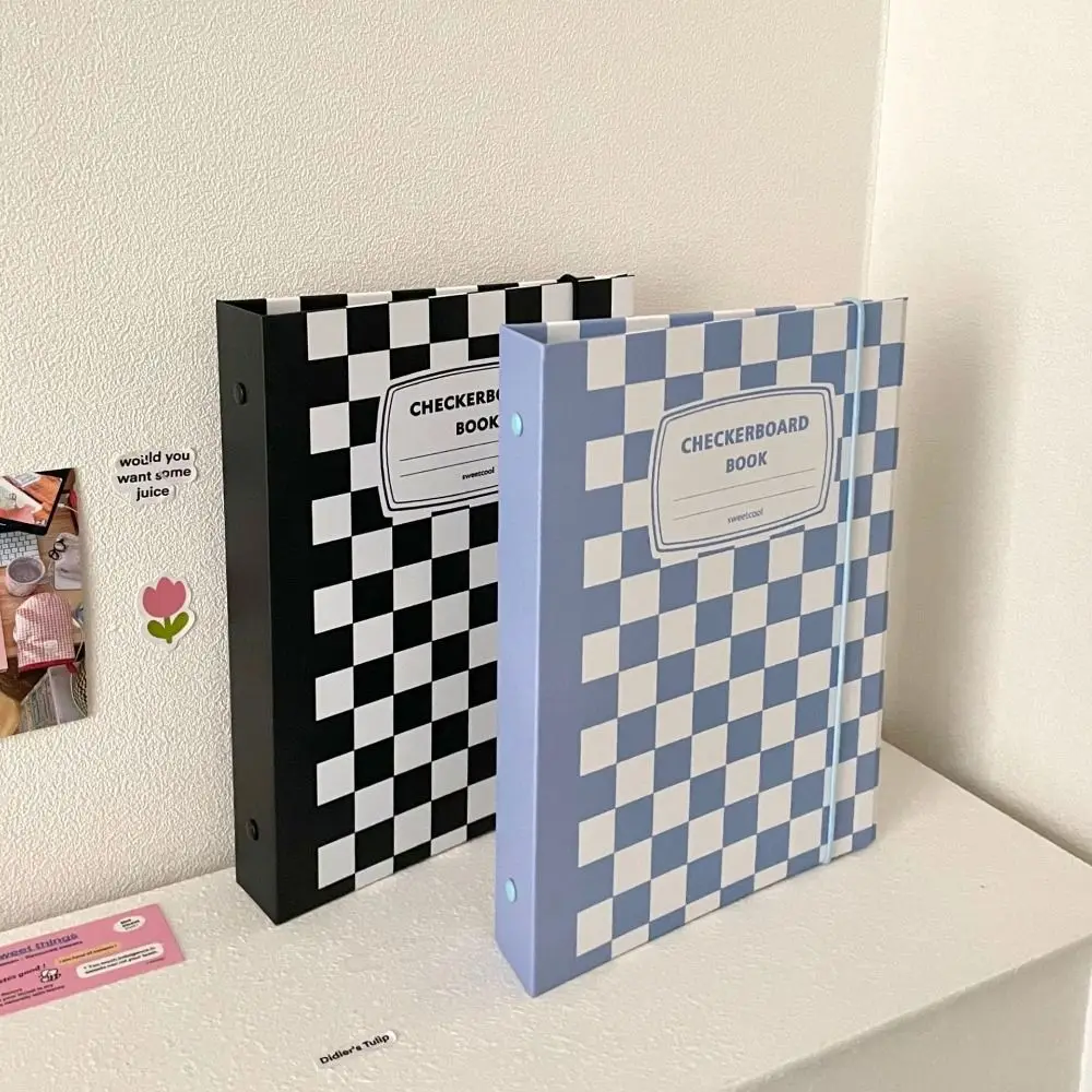Checkerboard A5 Kpop Idol Photocard Binder Book Jacket Hard Cover Idol Photo Album Loose-leaf 6-hole Photo Card Holder