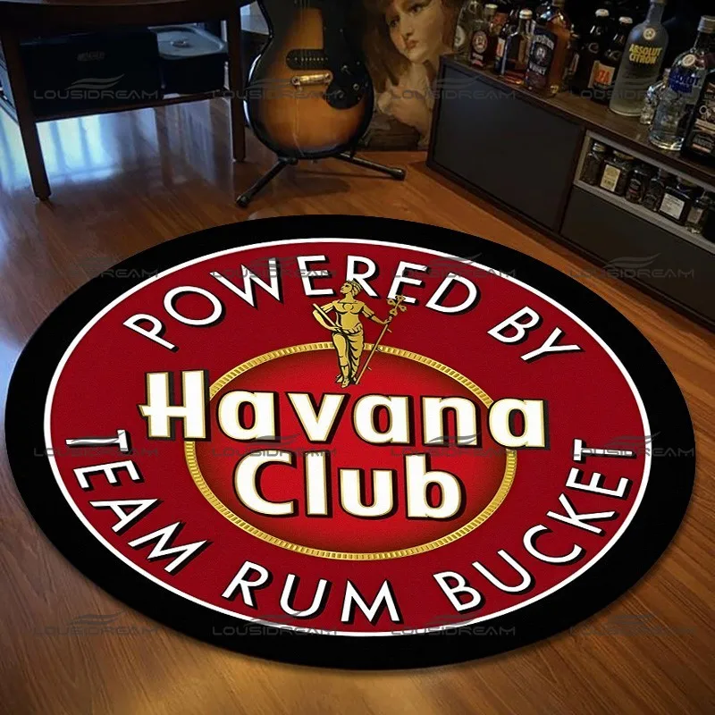 

Round Havana Club Carpet Rum Pattern Design Rugs Flannel Modern Fashion Carpet Interior Home Decor Floor Mats