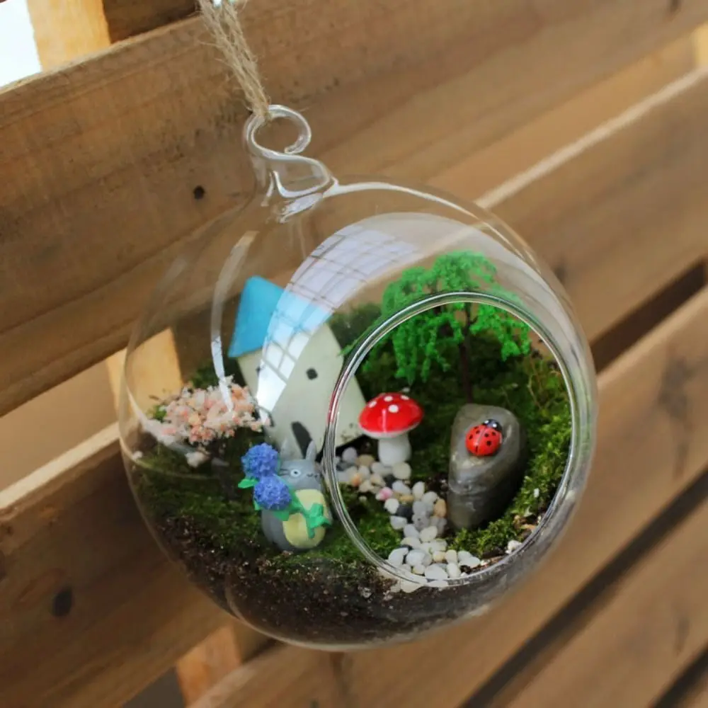 Transparent Hanging Glass Vases Ball Clear Hanging Tealight Holder 6/8/10/12/15cm Borosilicate Glass Glass Planter Moss 4