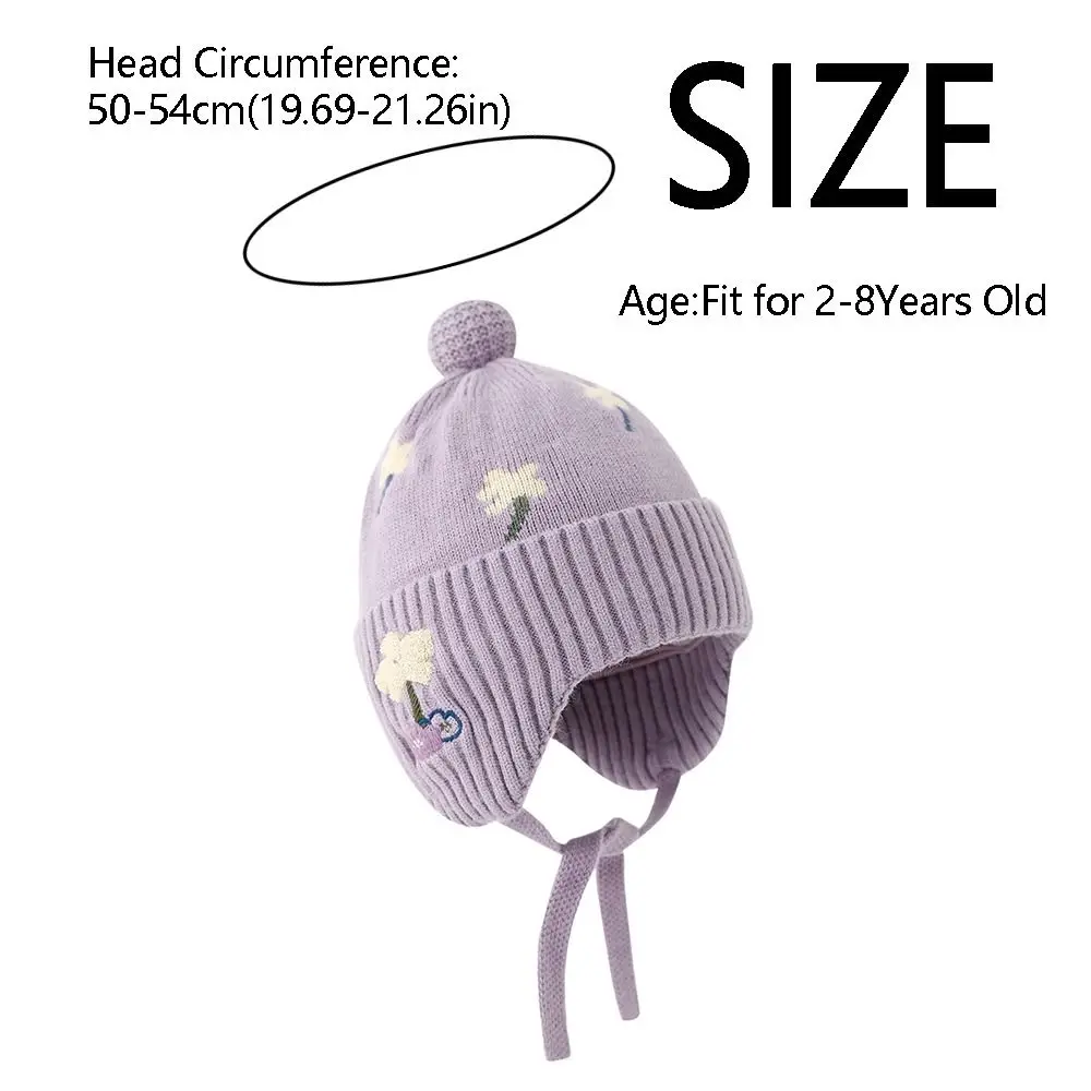 Fleece Lining Winter Baby Crochet Hat Windproof Soft Toddler's Plush Knitted Cap Breathable Thermal Kids Ear Protection Hat