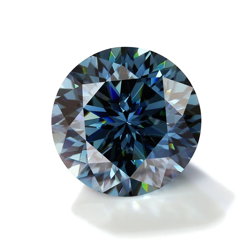 

5MM-15MM Handmade Plum Blossom Cut Round Shape Moissanite Stone Vivid Blue Color VVS1 Loose Diamond Tester Positive Gemstone GRA