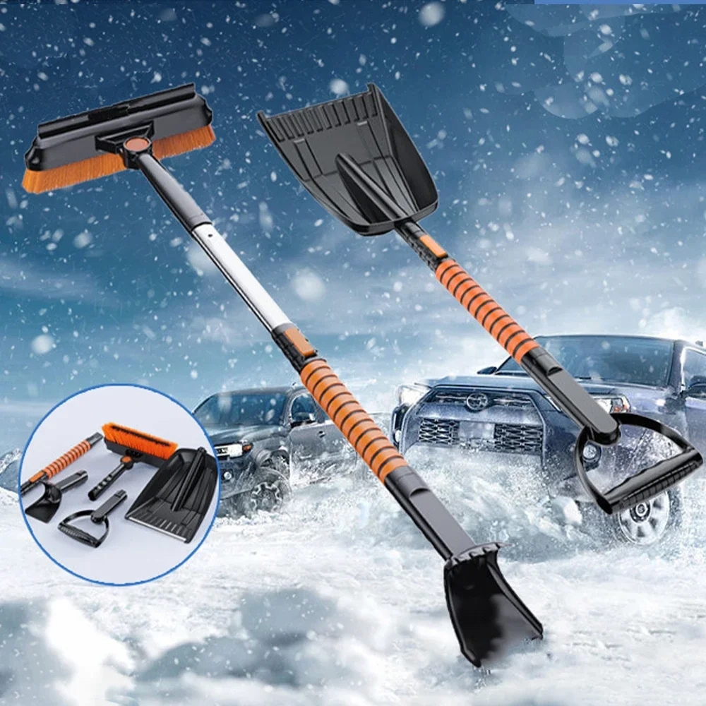 Retractable Car Winter Ice Remover Brush Shovel Set for Easy One-Step Snow Cleaning - Ice Removal Tool with Comfortable Handle