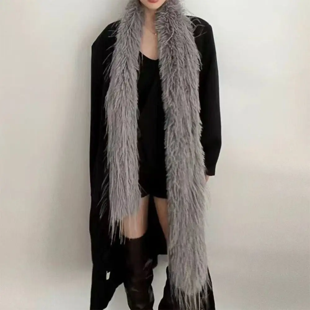 Fashion  Long Strip Scarf Thick Fluffy Imitation Mink Fur Y2K Girl Scarf Luxury Classic Soft Shawl Ladies Tassels Scarf