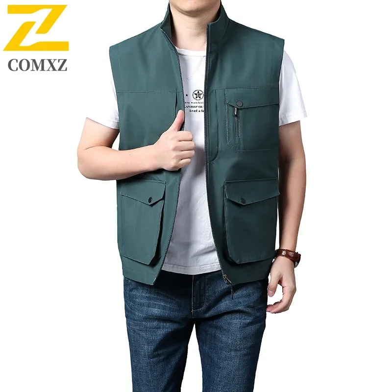 Men's Outdoor Multi-Pocket Work Vest Fishing Photography Tactical Sleeveless Jacket Lightweight Breathable Casual Spring Autumn