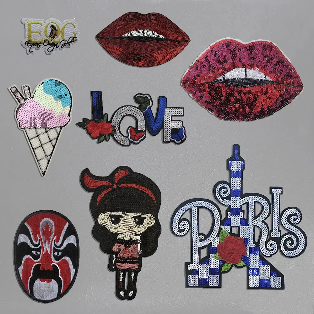 

Wholesale sales of 50 pieces Sequin embroidery badge patch Hot melt adhesive ironing DIY Can be Sewable to repair holes