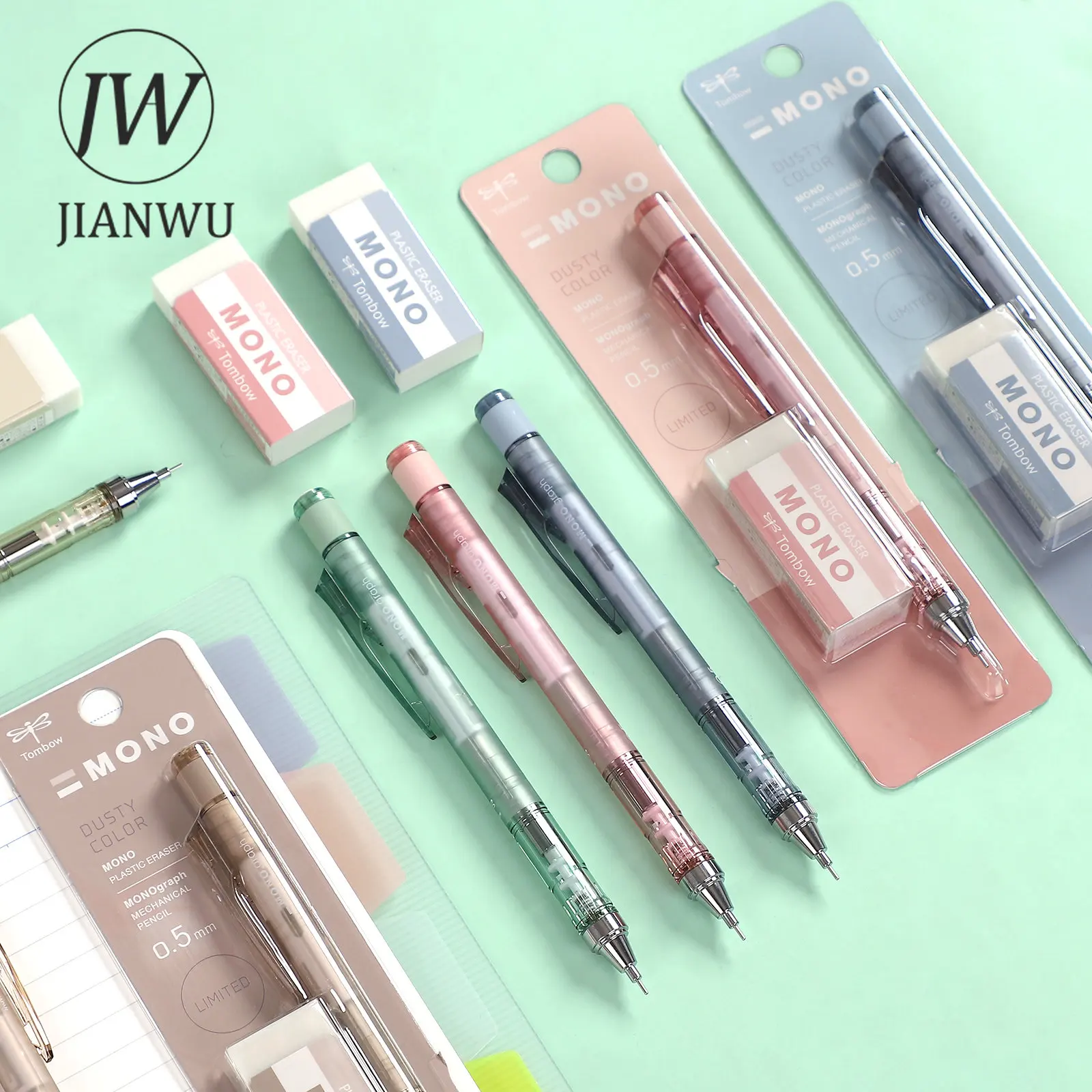 JIANWU Tombow MONO Smoky Color Limited Mechanical Pencil Eraser Set
