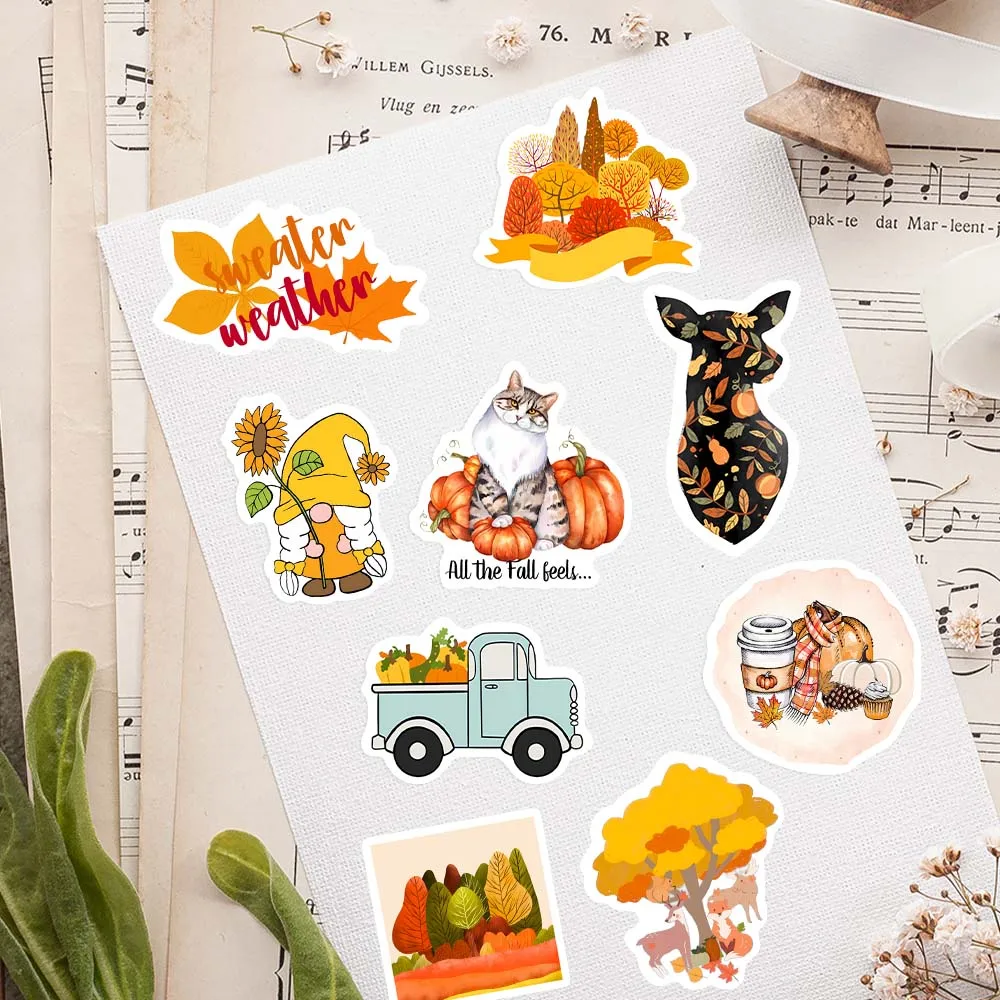 Autumn Stickers Animals Leaves Pumpkins Plants Clothes Decals DIY