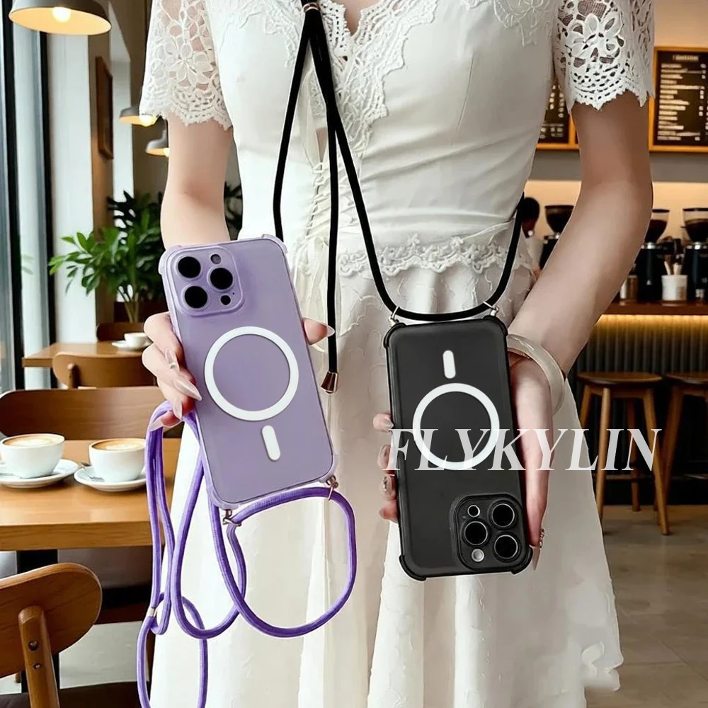 Enhanced Magnetic Rechargeable Matte Long Rope Phone Case