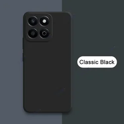 Luxury Square Liquid Silicone Back Covers - Double Liner Soft Case for Honor 200 Smart 5G (Classic Black)