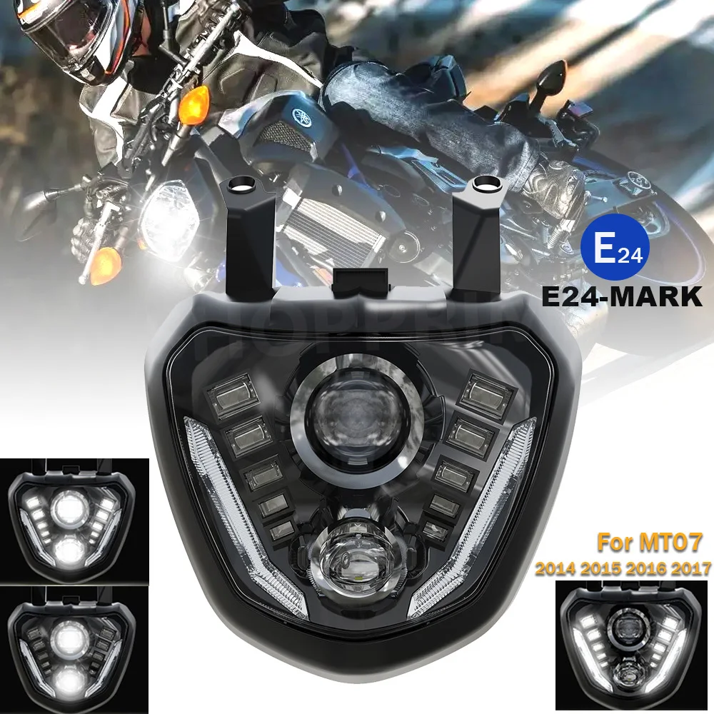 Emark E24 Led Motorcycle Front Headlight With White Drl For