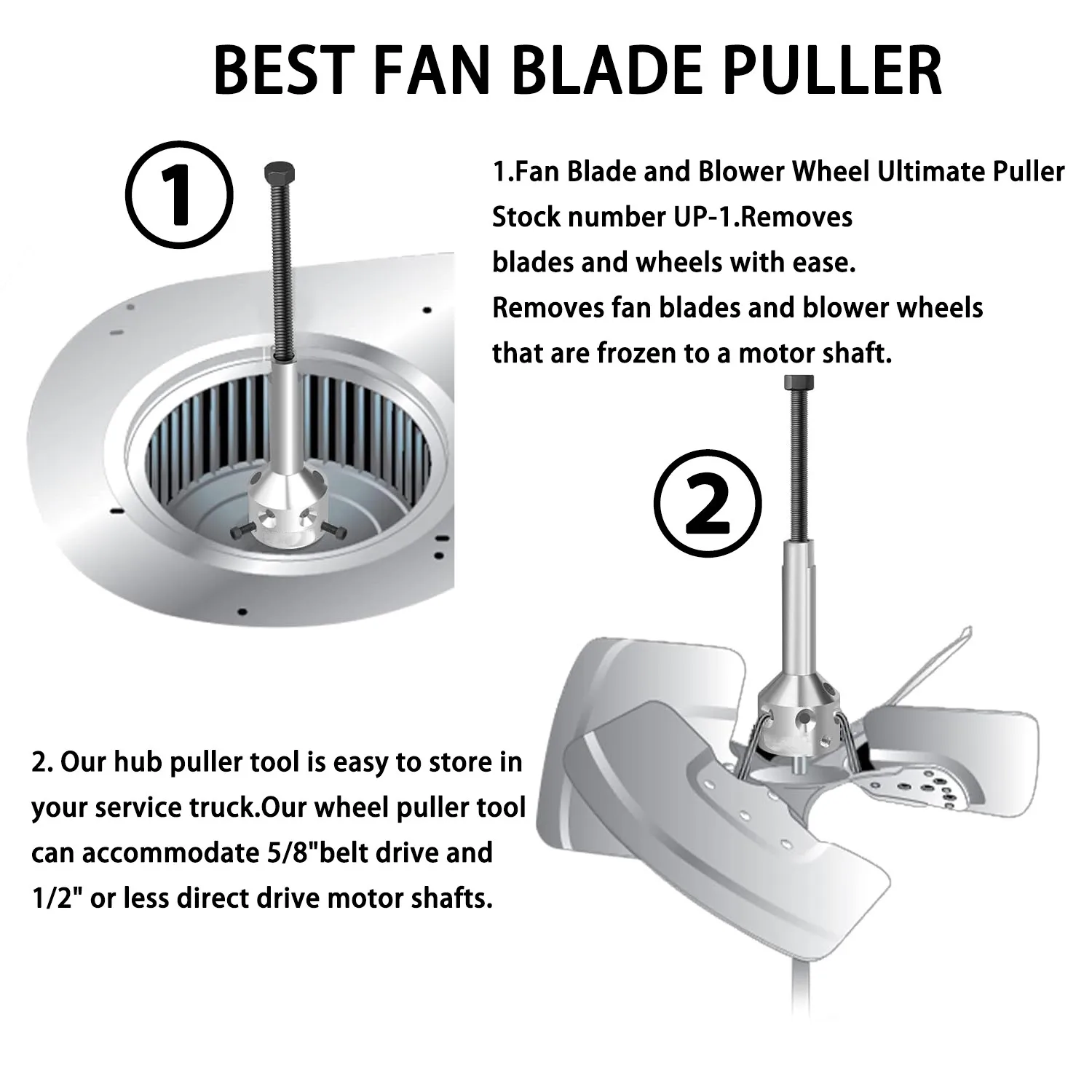 UP-1 Ultimate Hub Fan Blade Blower Wheel Puller Kit, Heavy Duty Removal
