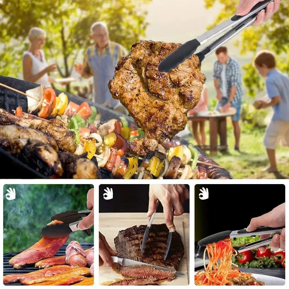Food Tongs Premium Kitchen Tongs Silicone 9 12 Inch BPA Free Non-Stick BBQ Cooking Grilling Locking