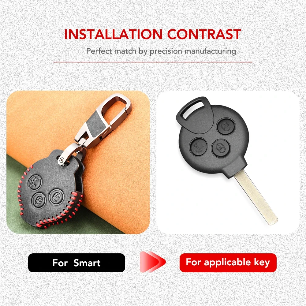 Leather Car Key Case Remote Cover For Mercedes Benz Smart 451 Chiave Roadster Crossblade Fortwo Roadster K Forfour Accessories key case cover,key case