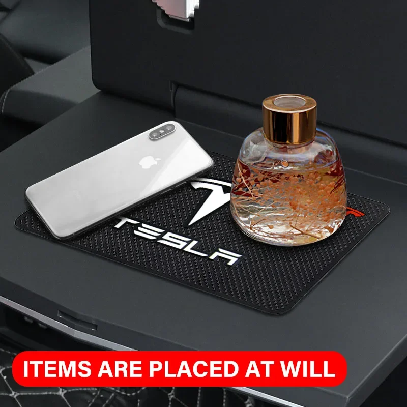 Car Ornament PVC Anti-Slip Mat Sticky Pad Dashboard Accessories For Tesla Model 3 2022 S X Y Style Roadster Invader Coil Mod WYE