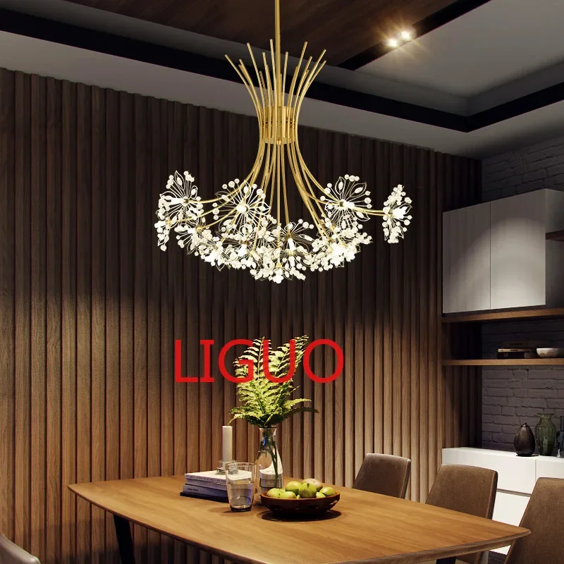

Modern Crystal Bouquet Flowers Chandeliers for Dining Living Room Hotel Hall Table Center Pendant Lights Indoor Lustre Luminaria