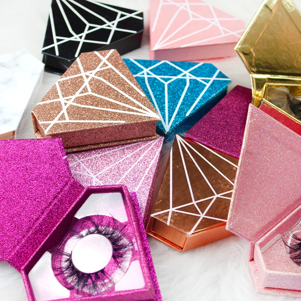 

Wholeasle Diamond Lash Box Package Custom Logo Packaging Magnetic Box 3D Mink Eyelashes Box Lash Case Package In Bulk