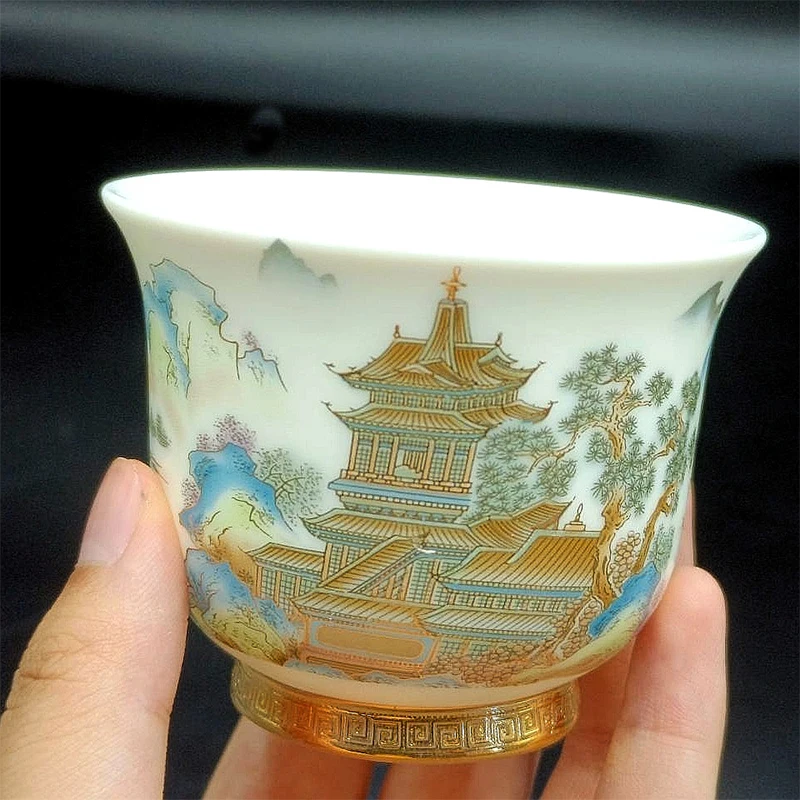 Beautiful Chinese Jingdezhen Porcelain Unusual Kung Fu Ceramic Tea Cup Aesthetic Caneca De Porcelana Handmade Mug Teeware Teware tea cup