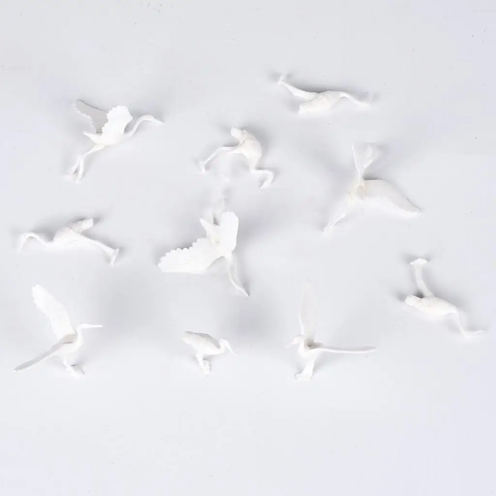 10Pcs Miniatures Red Crowned Crane Bird Figures Toys for Micro Landscape