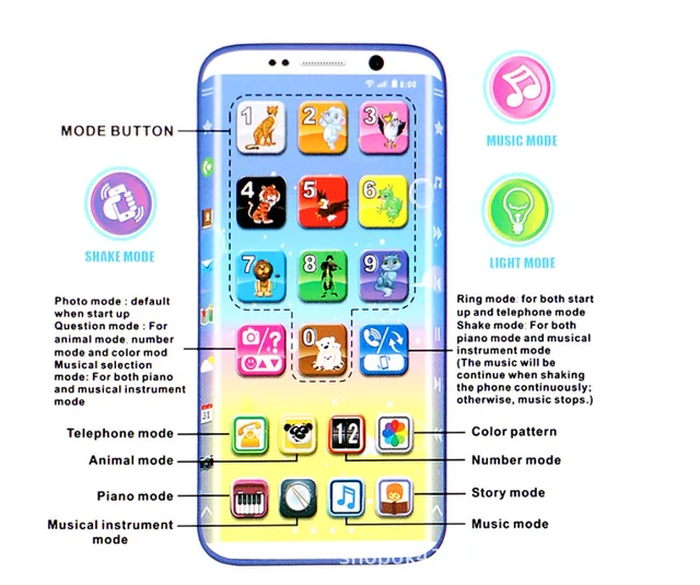 Kids Smart Charging Phone Toy Music Sound Light Simulation Mobile Children Creativity Early Educational Toy For Children 5