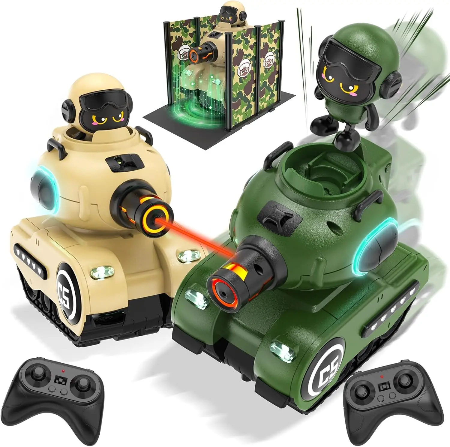Char Radiocommandé Militaire 2.4GHz - Tank RC Robot avec Effets Sonores et Lumières