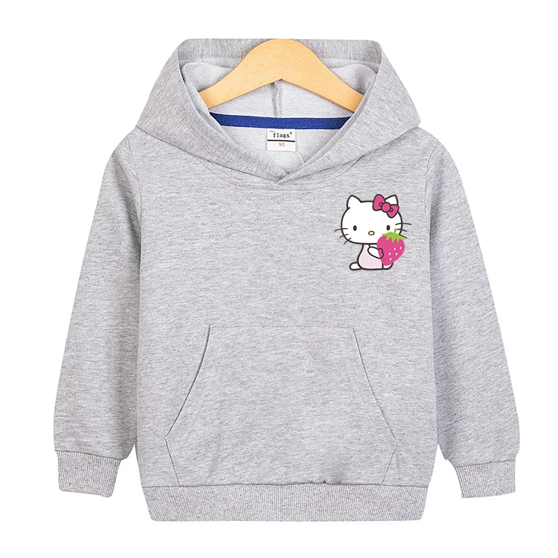 thumbnail image 1 of Hello Kitty-suéter con capucha para niña, suéter con estampado de dibujos animados de algodón puro, Top deportivo cómodo e informal, ropa para bebé, 1 of 5