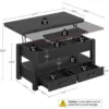 Coffee Table Lift Top, Multi-Function Convertible Coffee Table with Drawers and Hidden Compartment, Coffee Table Converts 3