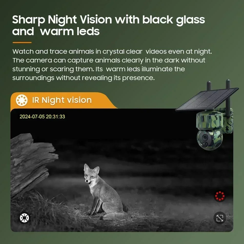 Outdoor Low-power Solar 4G Monitoring Camera Camouflage GPS Positioning Hunting Camera 3MP High-definition Night Vision