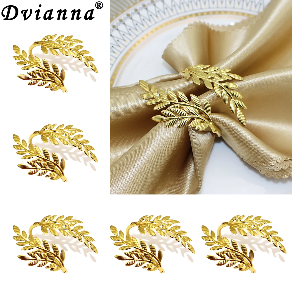 12PcsGoldSilverLeafNapkinRingsHolderFallNapkinBucklefor