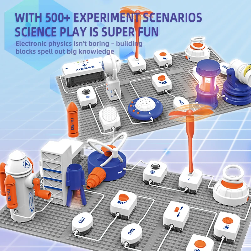 STEM Electronic Circuit Building Blocks Kit, AI Voice Control Educational Toy, DIY Physics Science Experiment for Kids 6-12 view 3