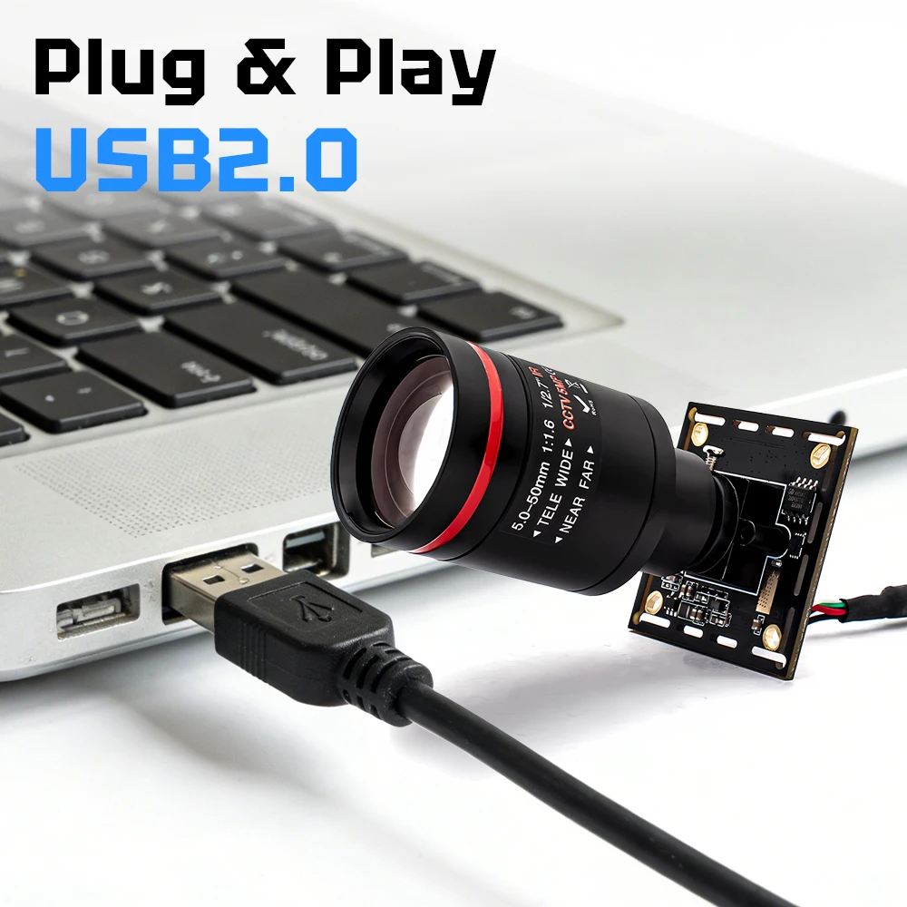 1080P 90FPS USB Camera Module Global Shutter 5-50mm M12 Lens Zoom Plug Play for