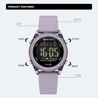 NAVIFORCE High Quality Woman Watch 50m Waterproof LCD Digital Display Electronic Wristwatch for Women Silicone Band Female Clock 2