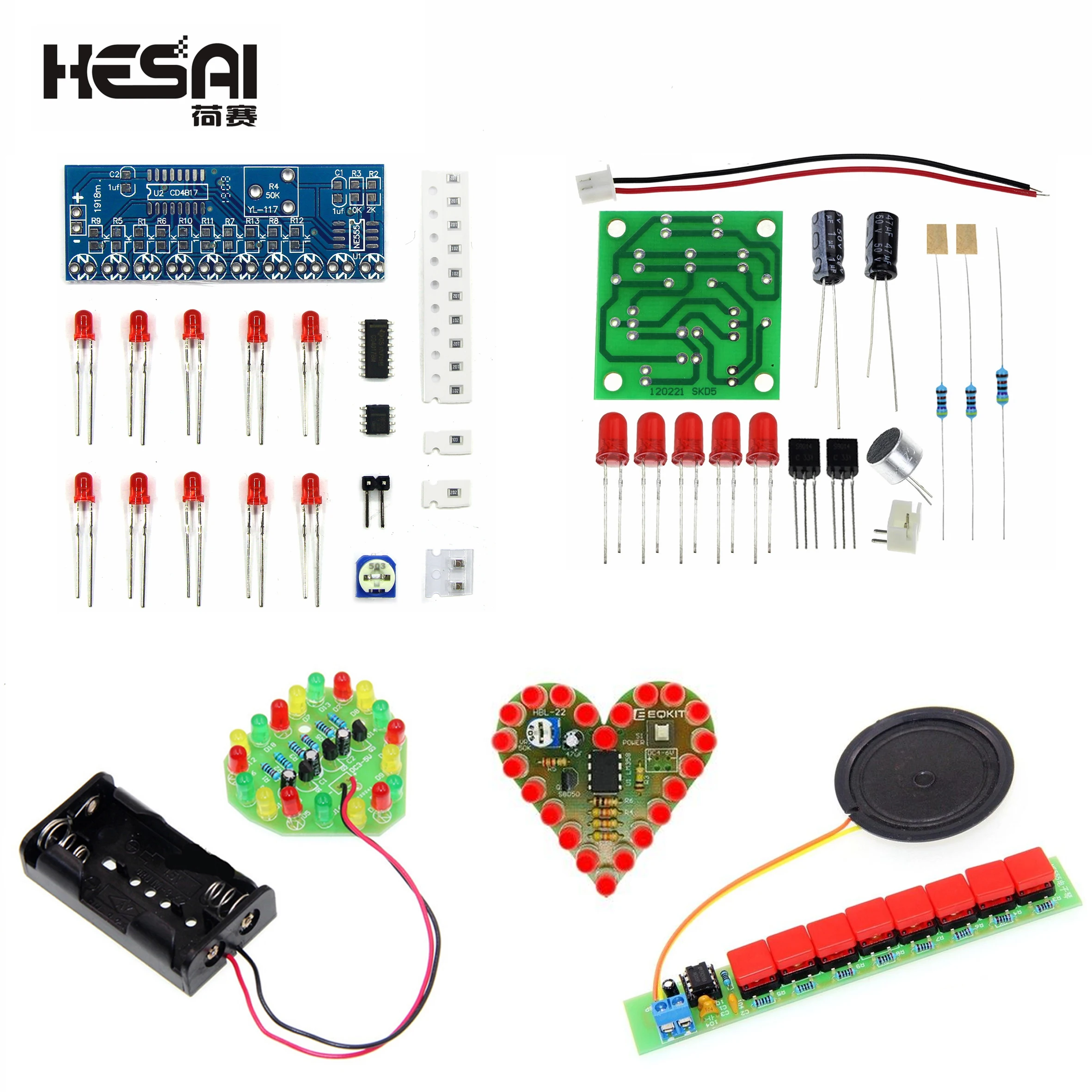 다양한 모델 스마트 전자 키트, 물 흐르는 빛 LED 모듈, DIY 전자 키트, NE555/CD4060|electronic ...