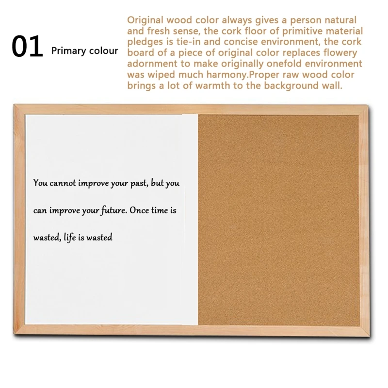 Message Cork Board Wood Frame Whiteboard Drawing Combination Magnetic Boards N0HC