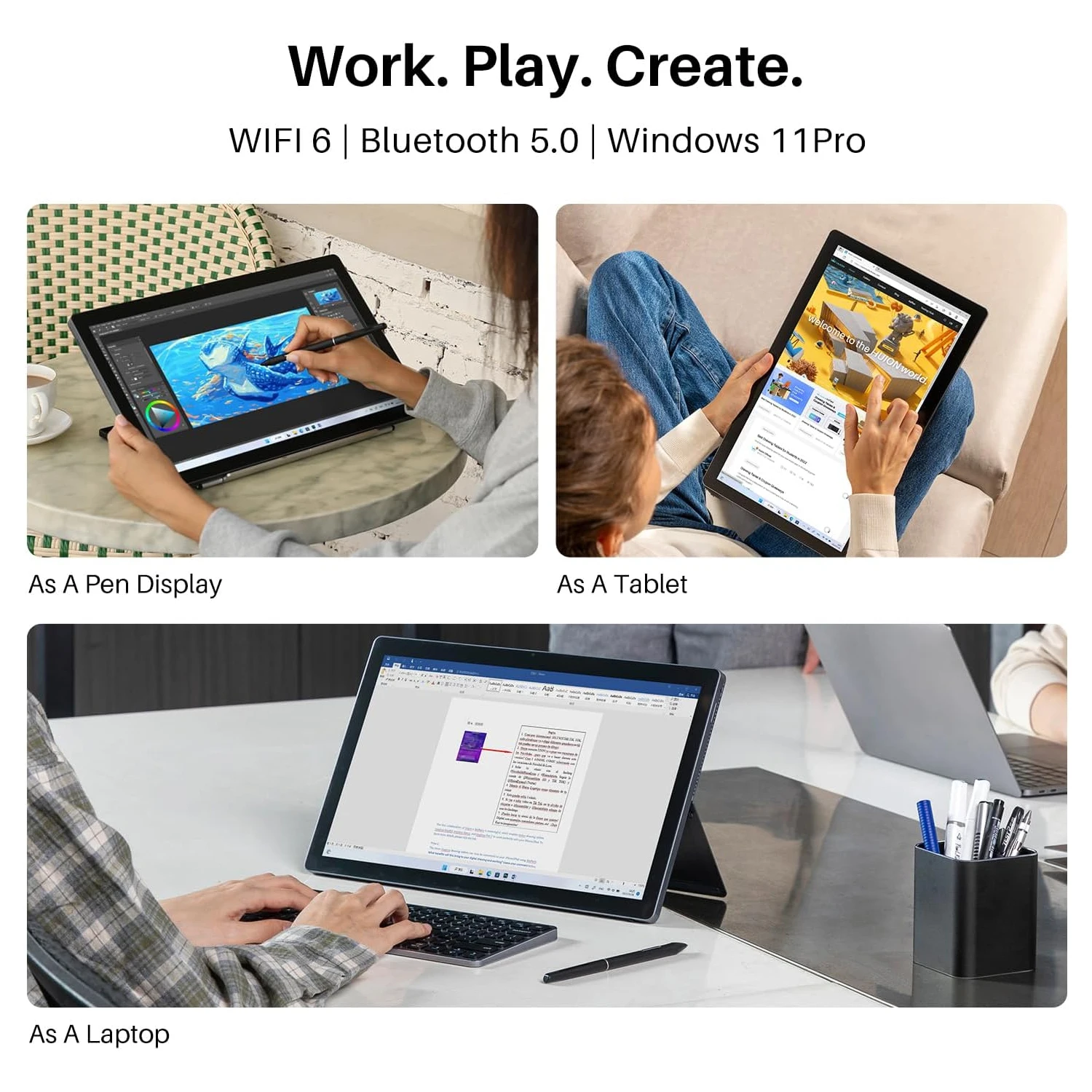 15.8 Inch Tablet Pen Computer Huion Kamvas Studio 16 2.5K Finger Touch Screen Windows 11 Profession Drawing Tablet  512G SSD 6