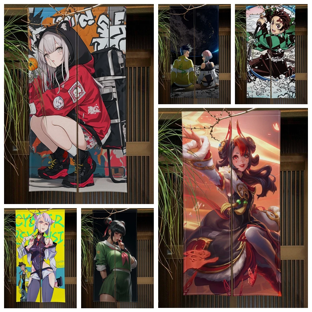 

Anime Characters Japanese Door Curtain Cartoon Punk Style Living Room Kitchen Doorway Partition Entrance Hanging Half-Curtain
