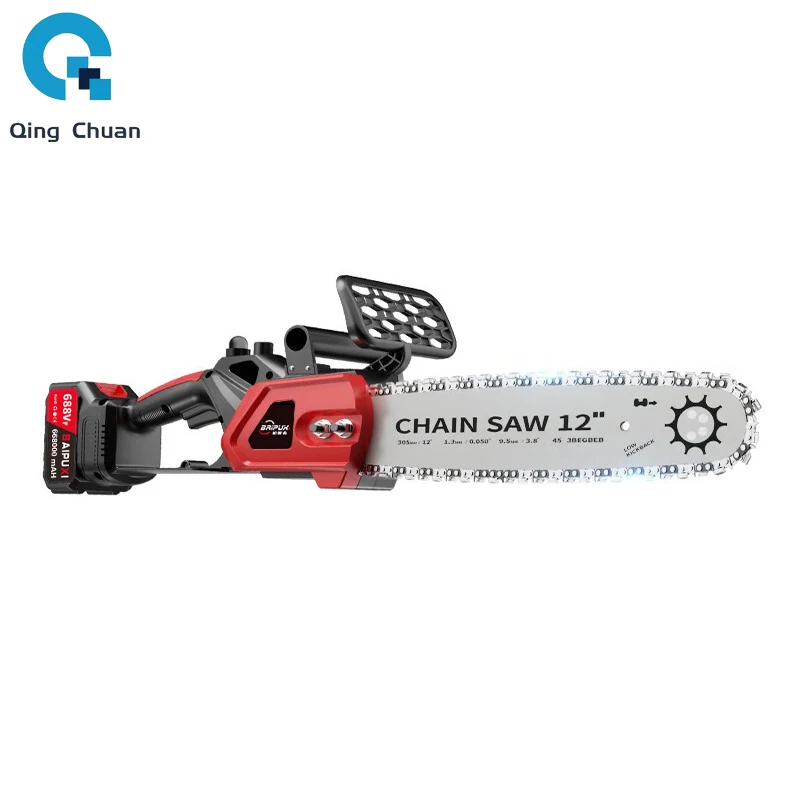 Electric chain saw Rechargeable Brushless Lithium Battery 12 inch Outdoor Garden Electric Saw