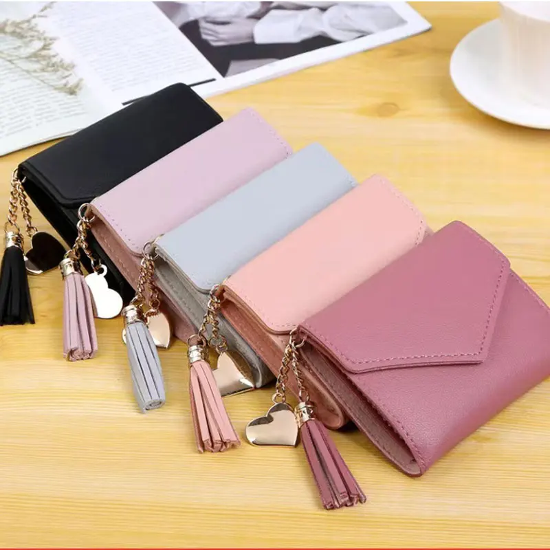 Mini Tassel Wallet Women Fashion Purse Female Short Mini Wallets Korean Students Lovely Purse Female Small Wallet for Women 2