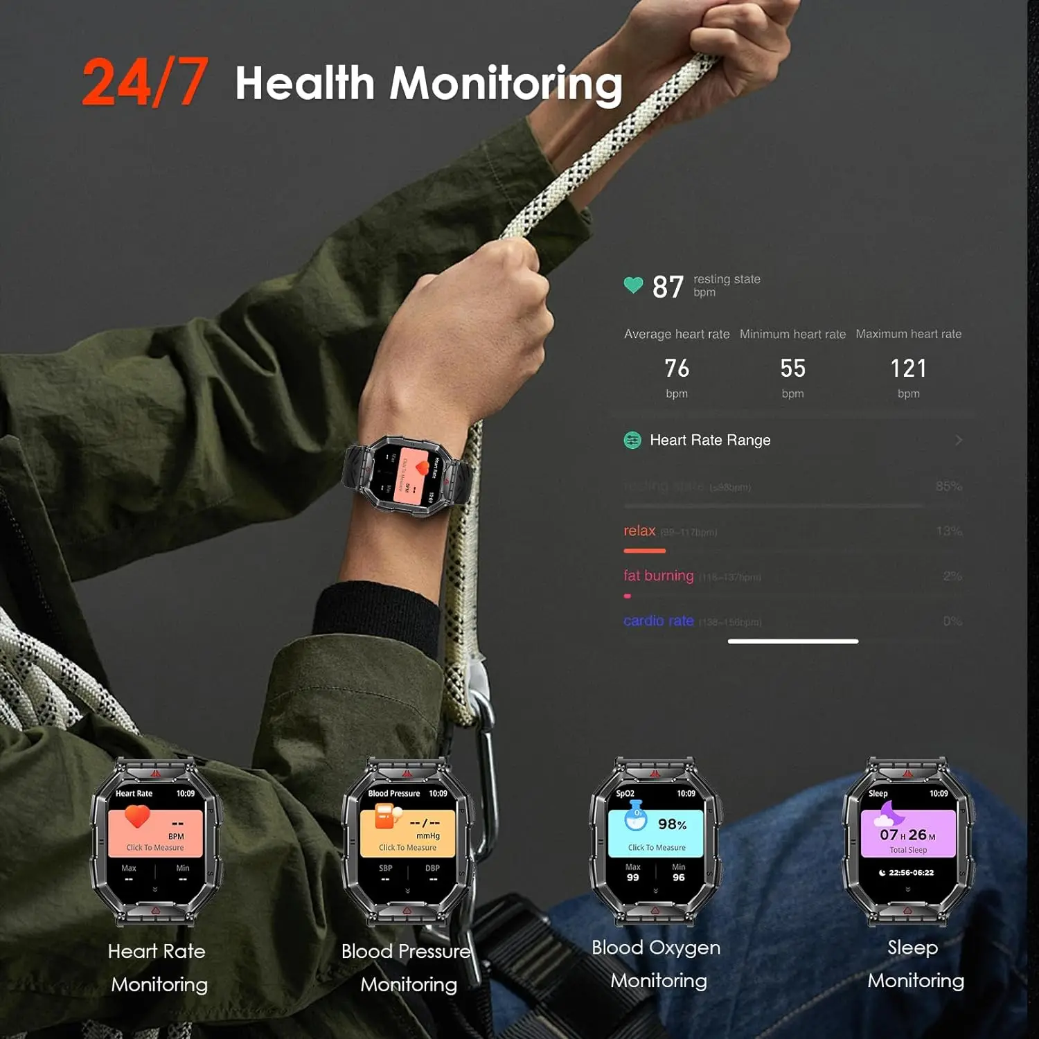 AMOLED ߰  Ʈġ, LED , BT ȭ, 650mAh ƮϽ ƮĿ, 107  , ȵ̵ IOS, 2.1 ġ