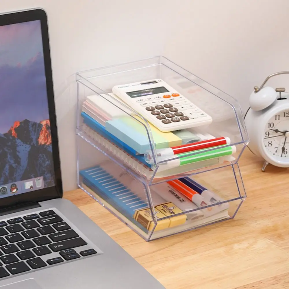 

Large Capacity Desktop Storage Box Simple Minimalism Multifunctional Desktop Organizer Stackable INS Style Cosmetics