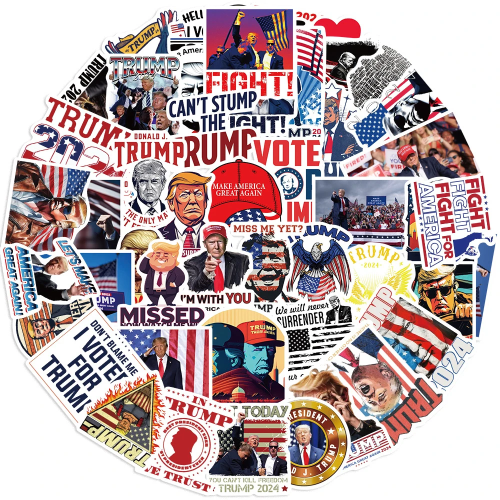 Cartoon Sticker Cartoon Stickers 10/30/50pcs Funny Donald Trump Graffiti Stickers Cartoon Decals Laptop Motorcycle Travel Luggage Waterproof Sticker Kid Toy