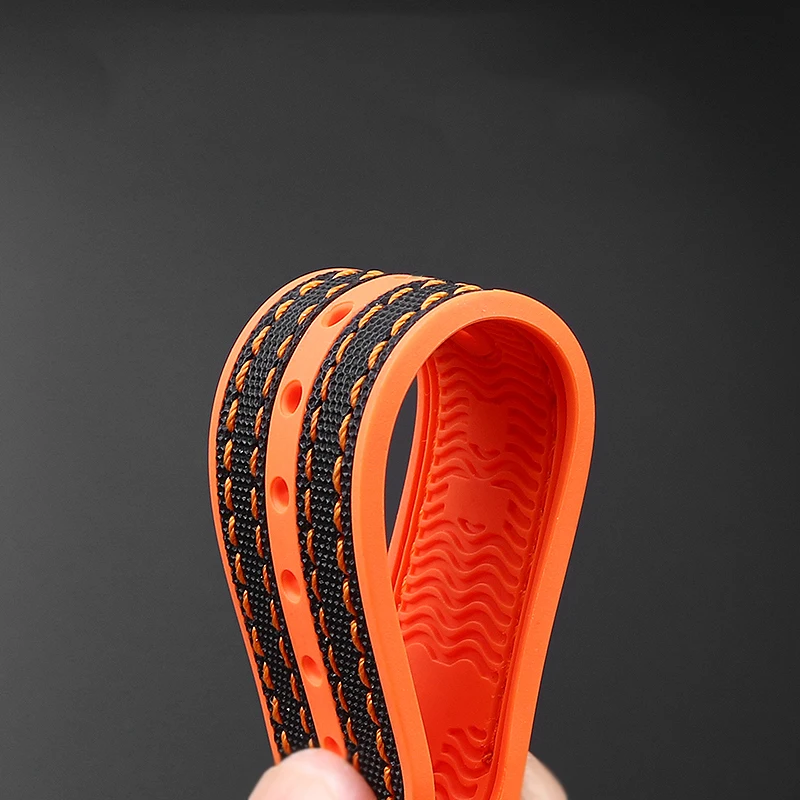 Nylon Rubber Watchband with Deployant Clasp - Silicone Strap Accessory