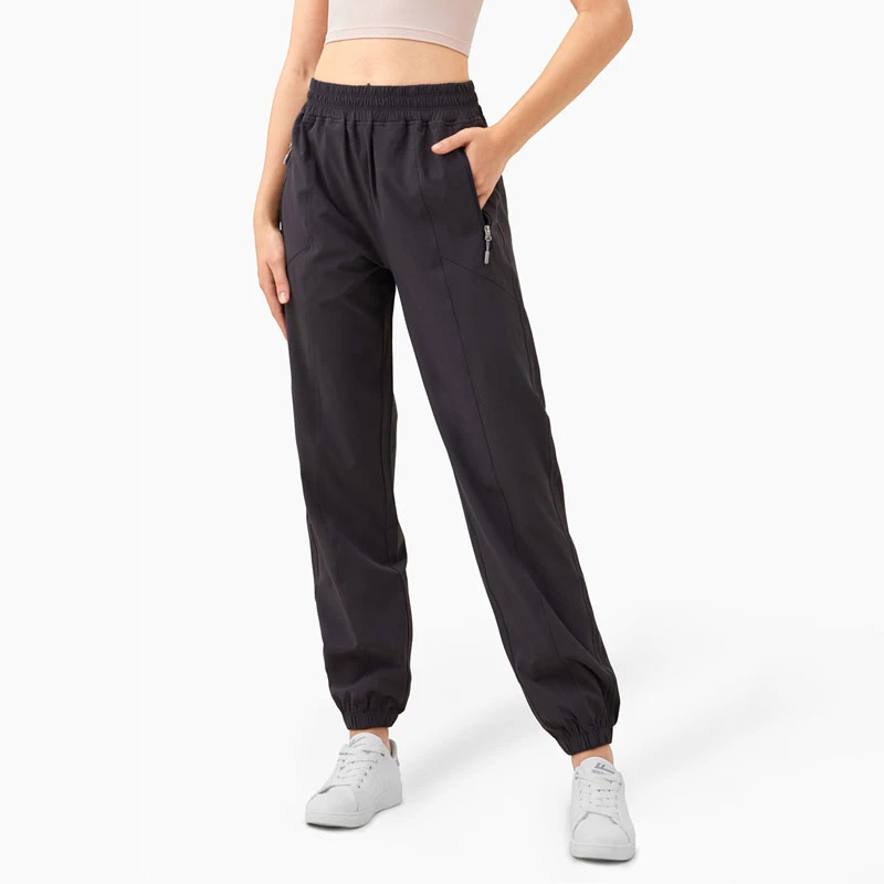 

Sport Trousers Women Yoga Pants With Pockets Zipper High Waist Workout Leggings Running Breathable Loose Casual Gym bottoms