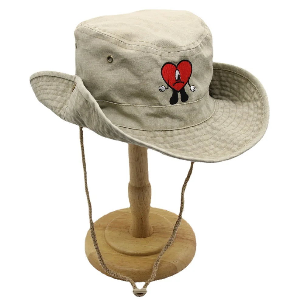 Fisherman Hat Unisex Cotton Foldable Embroidered Basin For Women Autumn and Winter Men Tide Bad Bunny