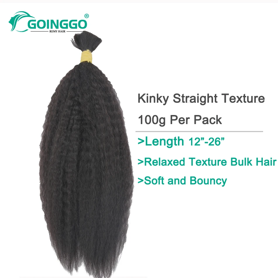 Afro Kinky Straight Bulk Human Hair Braiding No Weft Crochet Braids Remy Human Hair Extension Bulk Bundles 1Pc 100g 20 22 24inch