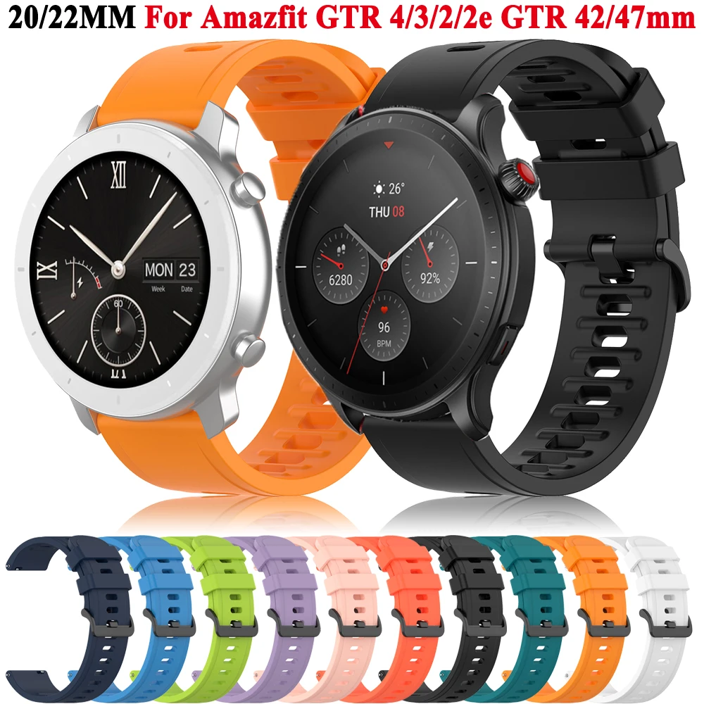 

20mm 22mm Watch Band Strap For Xiaomi Amazfit GTR 4/3 Pro GTS 4/3 GTS2 Mini 2e Silicone Sport Smartwatch Bracelet GTR 42mm 47mm