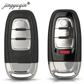 Jingyuqin-원격 키 셸 케이스, 아우디 A4l A3 A4 A5 A6 A8 콰트로 Q5 Q7 A6 A8 포브 교체 자동차 키 셸 3/4 버튼