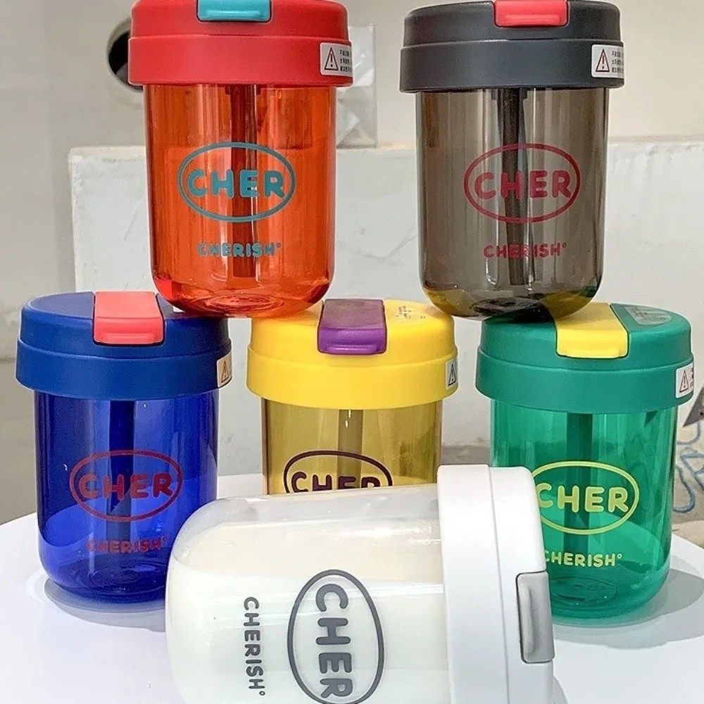Portable Plastic Straw Cup 300mL Water Bottle