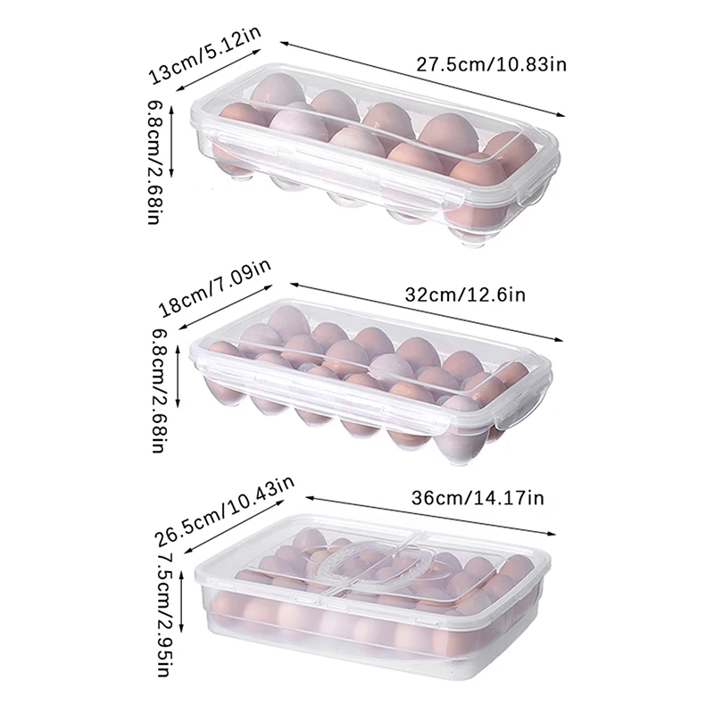 10/18/34 Grids Egg Storage Box With Lid Kitchen Refrigerator Egg Box Egg Drop Rack Egg Storage Box Fridge Egg Organizer Tray 6